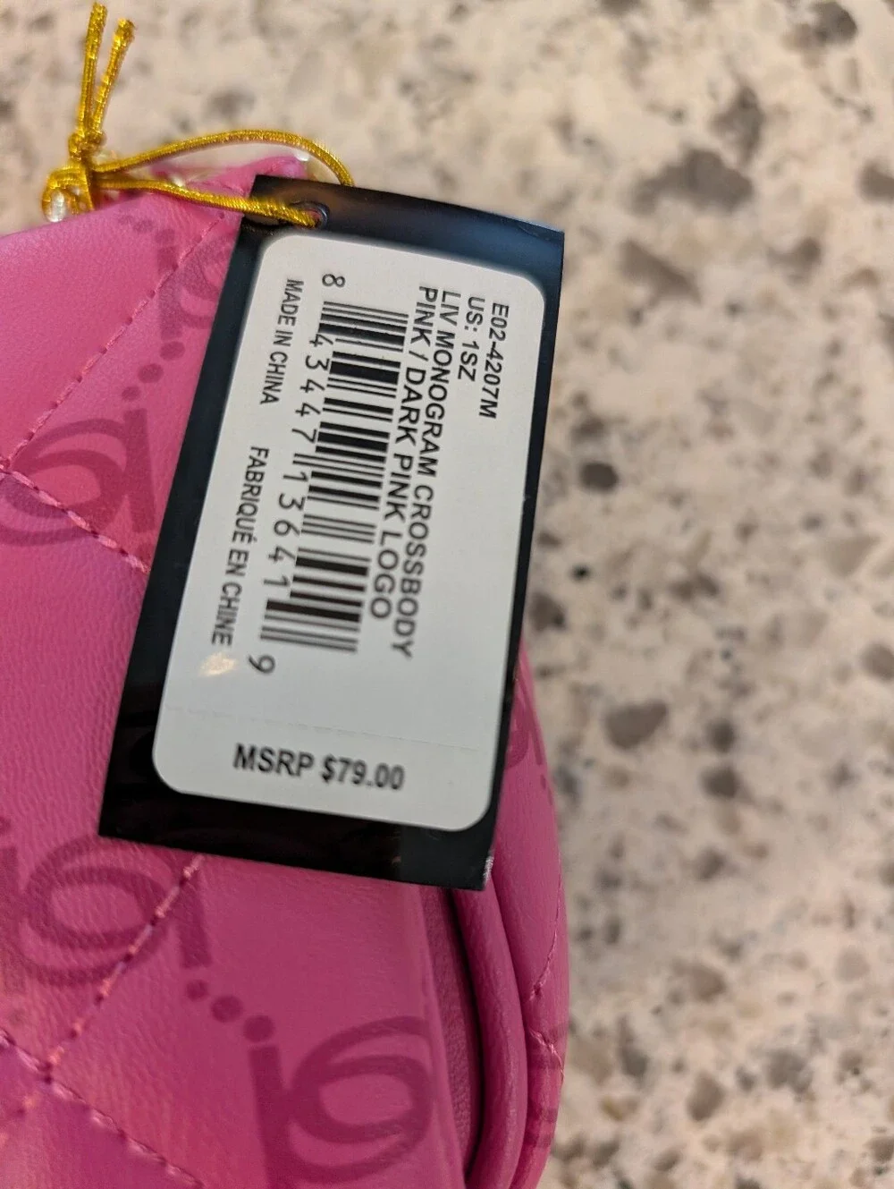 Bebe Liv Pink and Dark Pink Monogram Crossbody Bag